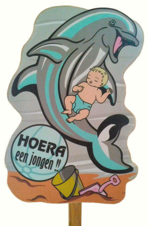 geboortebord dolfijn - jongen