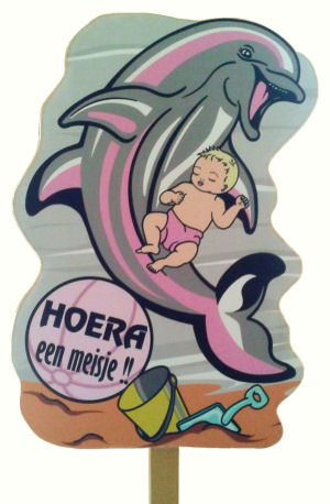 geboortebord dolfijn - meisje
